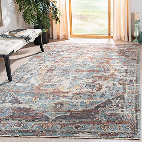 Hand-Knotted Blue & Light Brown Area Rug