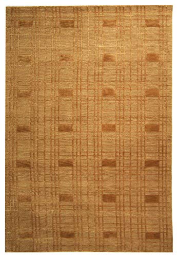 Hand-Knotted Gold Wool Area Rug 6' x 9