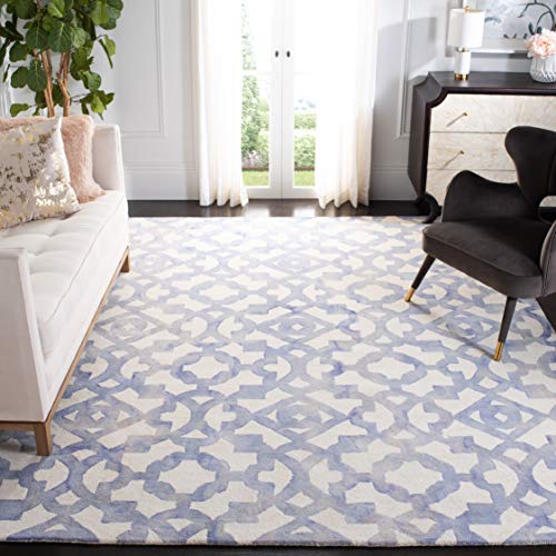 Handmade Ivory/Blue Dip Dye 10' x 14' Rug