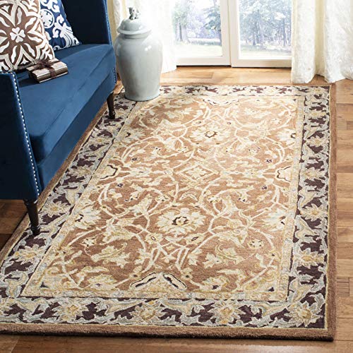 Handmade Traditional Wool Area Rug - Brown & Plum
