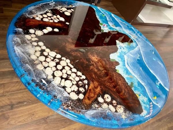 Coastal Epoxy Round Coffee Table for All Spaces
