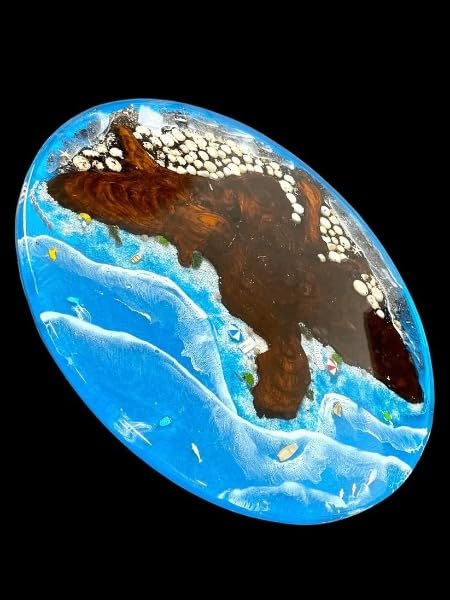 Coastal Epoxy Round Coffee Table for All Spaces