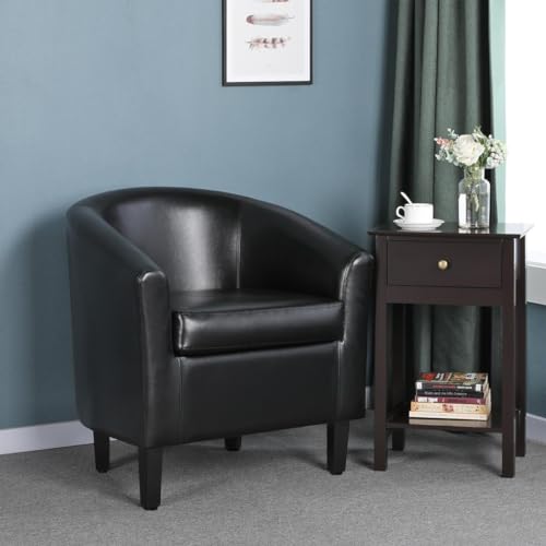 Set of 2 Faux Leather Barrel Club Chairs