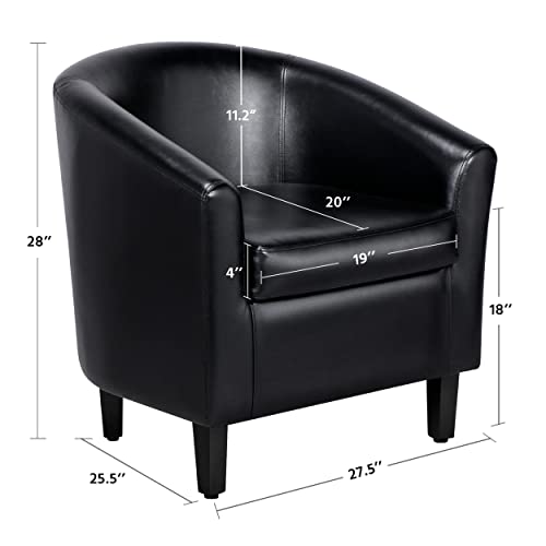 Set of 2 Faux Leather Barrel Club Chairs