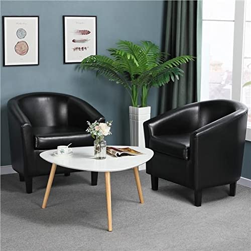 Set of 2 Faux Leather Barrel Club Chairs