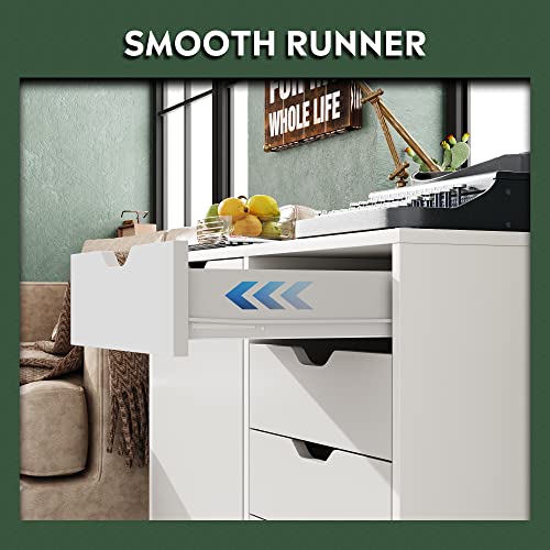 5-Drawer Wood Chest with Door for Home Office
