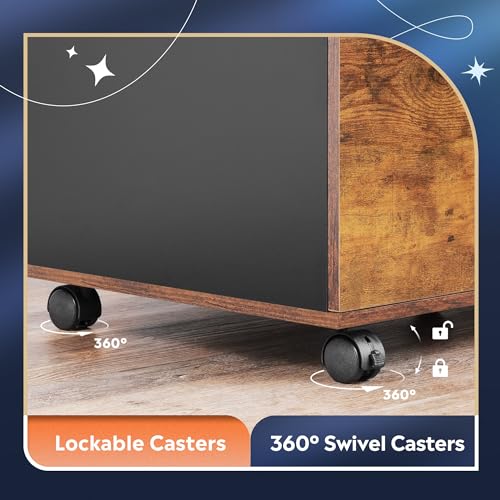 Rustic Brown Wood File Cabinet with Open Storage Shelves