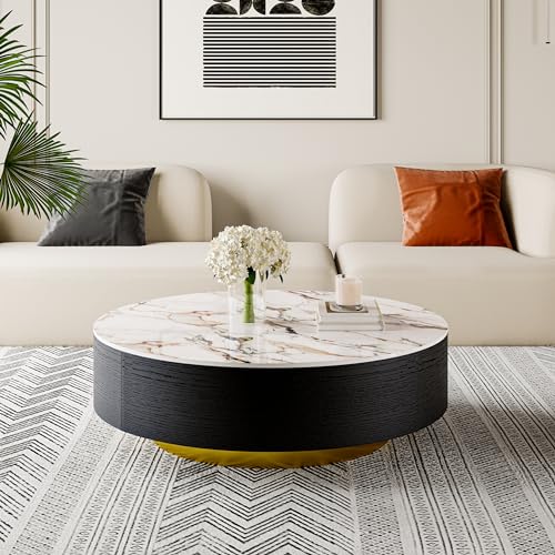 Modern Round Coffee Table with Storage Drawers