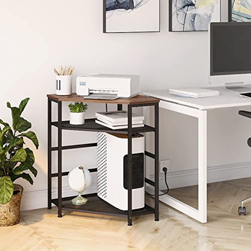 Corner Printer Stand Table with Power Outlet USB