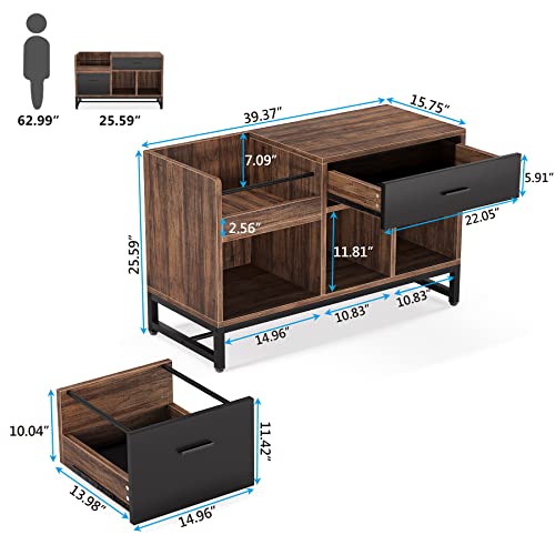 Rustic Brown 39 inch File Cabinet with Drawers