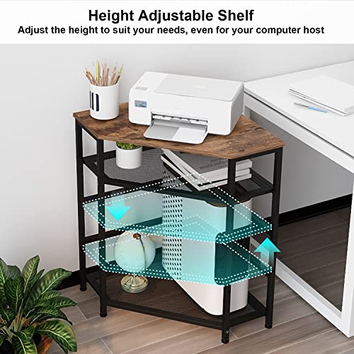 Corner Printer Stand Table with Power Outlet USB