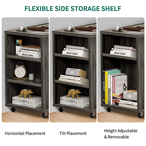 YITAHOME Grey Mobile File Cabinet with Charging Station