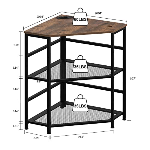 Corner Printer Stand Table with Power Outlet USB