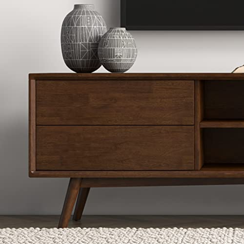 Mid-Century 70.5" Wood TV Stand, Walnut Finish