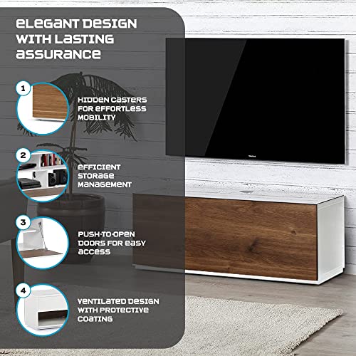 Elegant White Wood & Glass TV Stand for Living Room