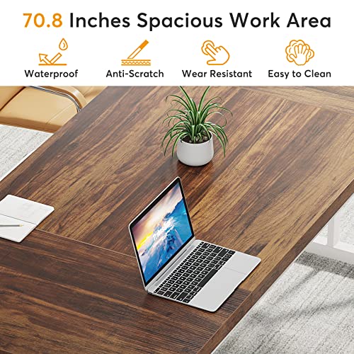 Modern Executive Desk for Home Office, 70.8 Inch