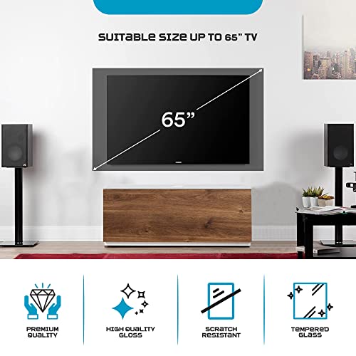 Elegant White Wood & Glass TV Stand for Living Room