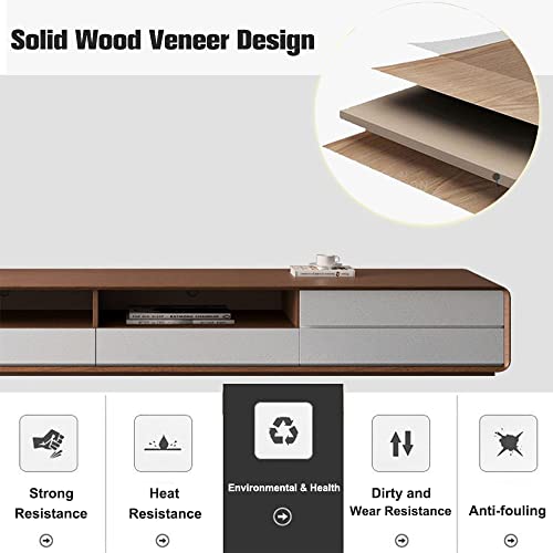 Modern White Wood TV Stand with Open Storage