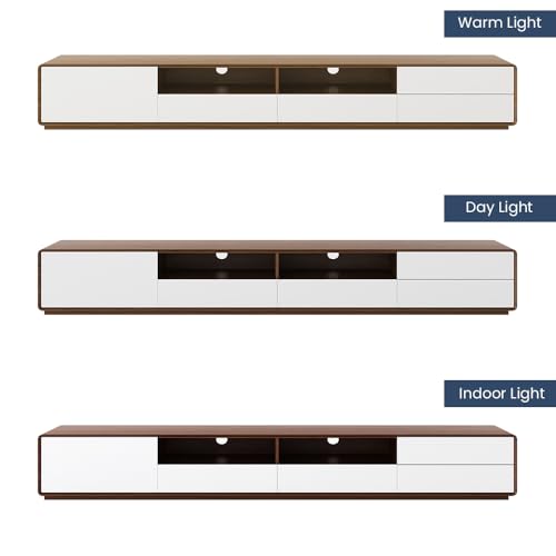 Modern White Wood TV Stand with Open Storage