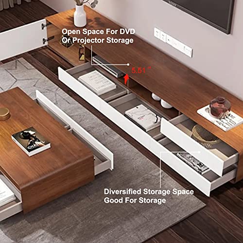 Modern White Wood TV Stand with Open Storage