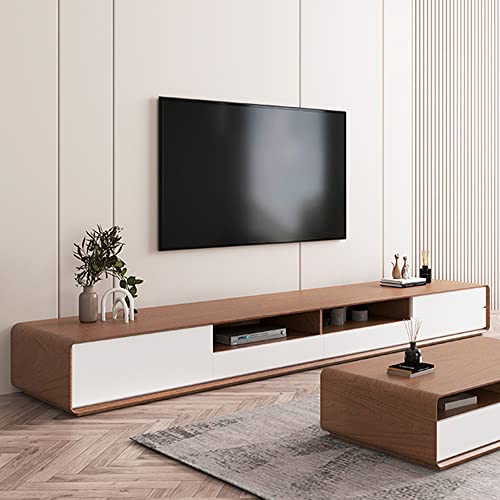 Modern White Wood TV Stand with Open Storage