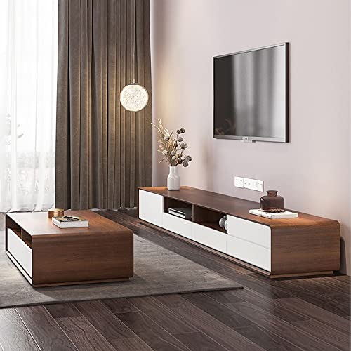 Modern White Wood TV Stand with Open Storage