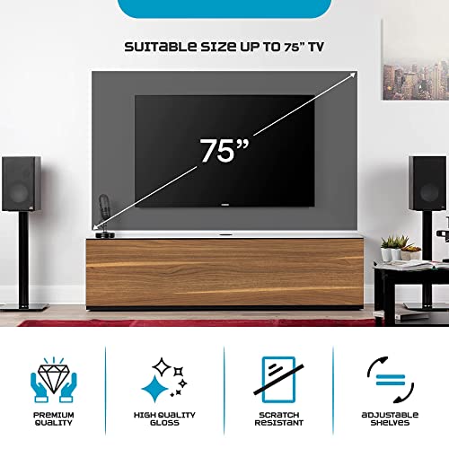 Elegant Walnut TV Stand with Hidden Wheels