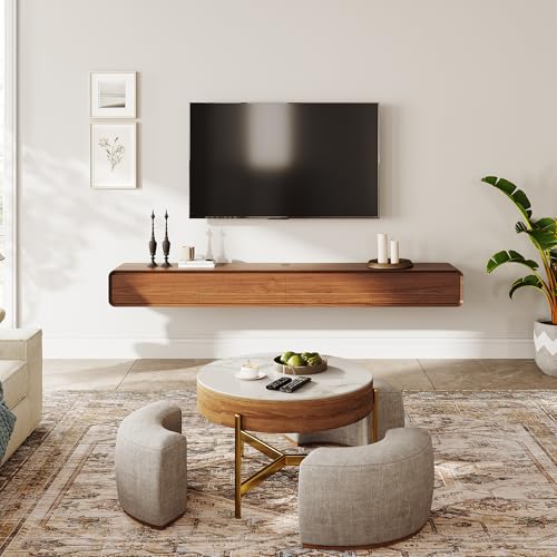 Minimalist Wall-Mounted TV Stand with Drawers