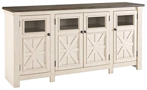 Bolanburg Farmhouse TV Stand with Adjustable Shelves