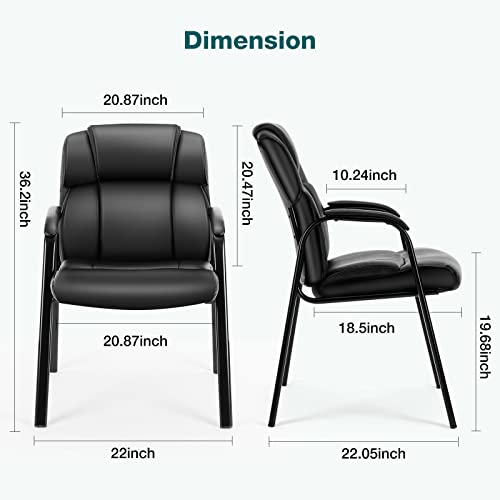 Set of 2 Leather Reception Chairs with Padded Arms