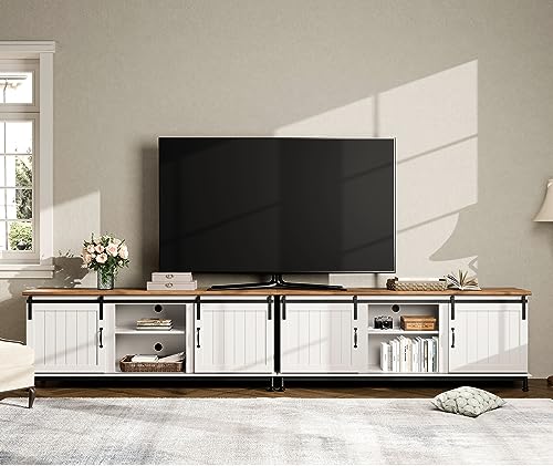 Farmhouse TV Stand with Sliding Barn Door