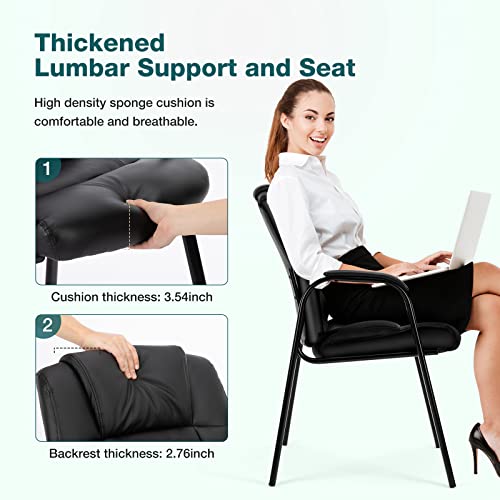 Set of 2 Leather Reception Chairs with Padded Arms