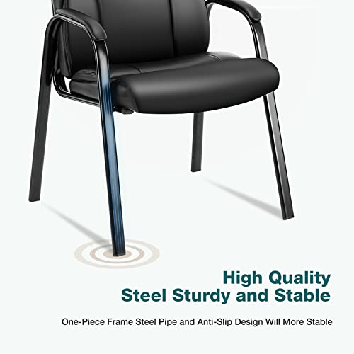 Set of 2 Leather Reception Chairs with Padded Arms