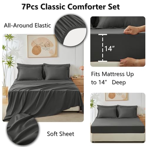 Dark Grey All Season 7-Piece Bedding Set