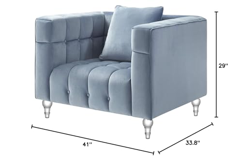 Velvet Biscuit Accent Chair with Lucite Legs