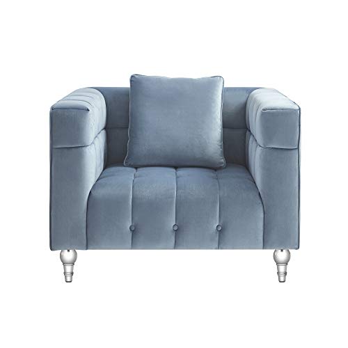 Velvet Biscuit Accent Chair with Lucite Legs