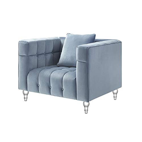 Velvet Biscuit Accent Chair with Lucite Legs