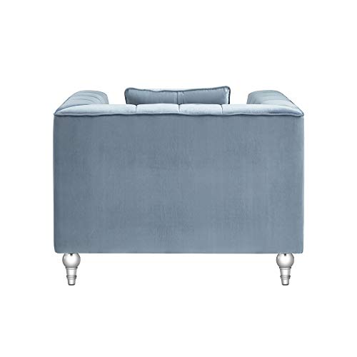 Velvet Biscuit Accent Chair with Lucite Legs