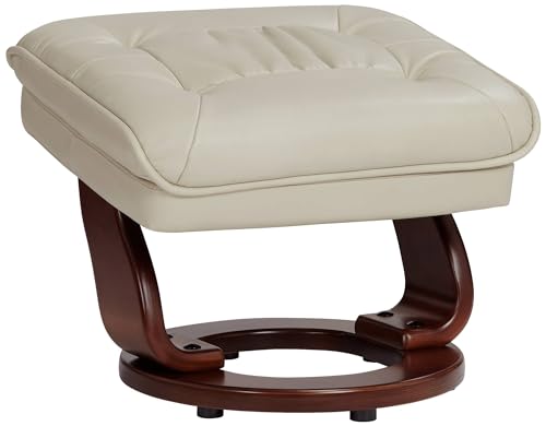 Taupe Swivel Faux Leather Recliner with Ottoman