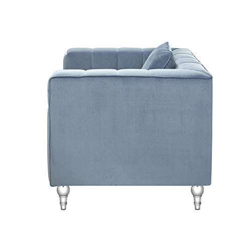 Velvet Biscuit Accent Chair with Lucite Legs