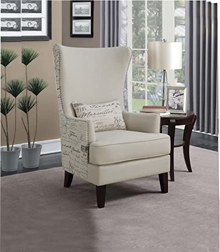 Cream Curved Arm High Back Accent Chair