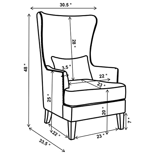 Cream Curved Arm High Back Accent Chair