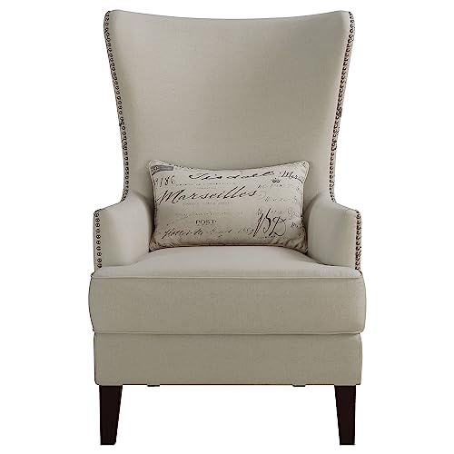 Cream Curved Arm High Back Accent Chair