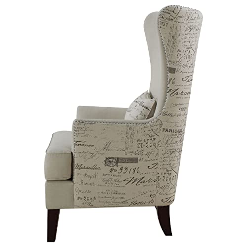 Cream Curved Arm High Back Accent Chair