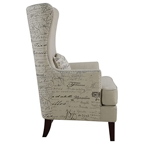 Cream Curved Arm High Back Accent Chair