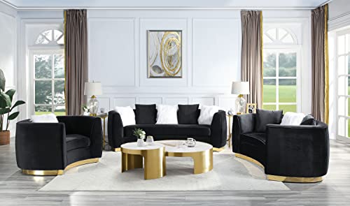 Black Velvet Acme Achelle Chair with Pillow