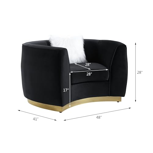 Black Velvet Acme Achelle Chair with Pillow
