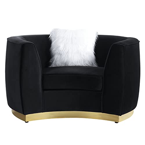 Black Velvet Acme Achelle Chair with Pillow