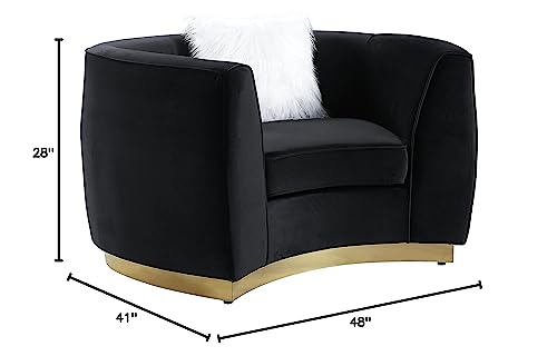 Black Velvet Acme Achelle Chair with Pillow