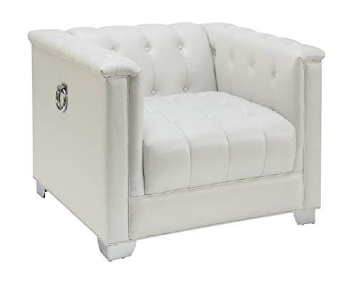 Chaviano 33" Pearl Leatherette Tufted Chair
